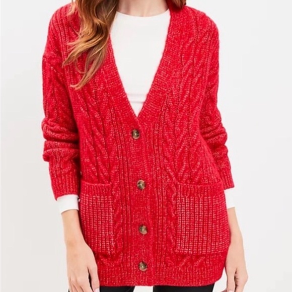 LOFT Sweaters - LOFT Grandpa Cable Knit Cardigan
